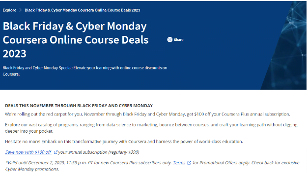 Coursera Black Friday & Cyber Monday Discounts