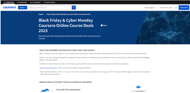 Coursera Black Friday- Cyber Monday Sale