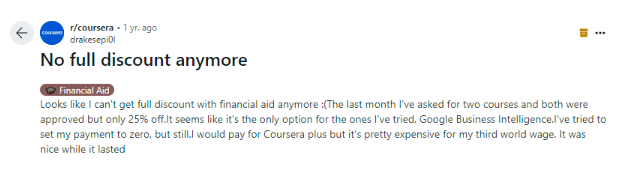 Reddit Review - Limitations Of Coursera Financial Aid