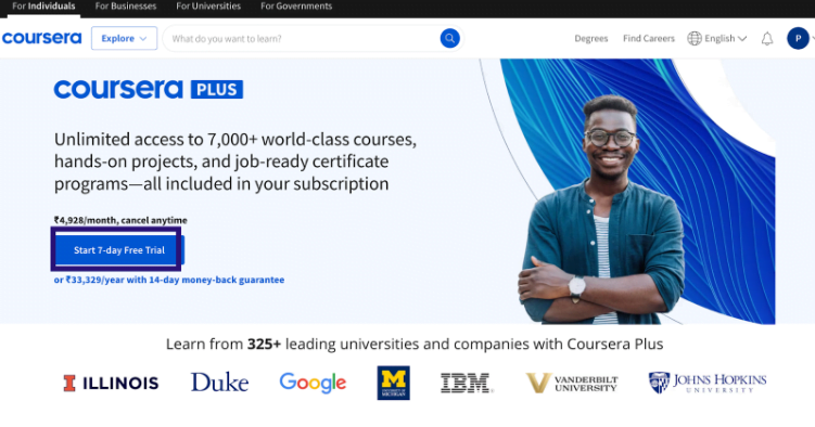 Coursera Plus Homepage