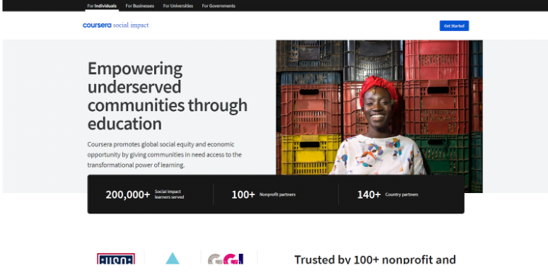 Coursera Social Impact page