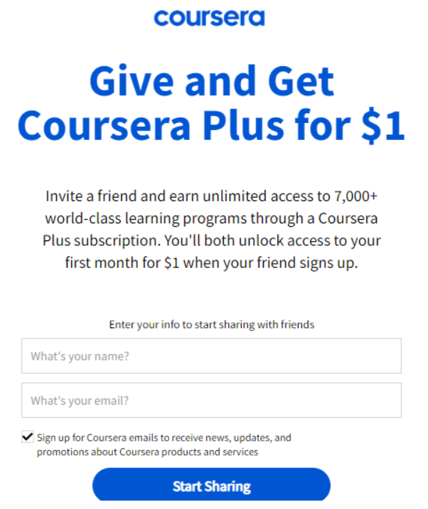 Coursera Plus First Month for $1