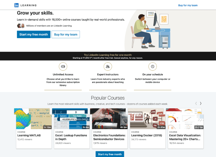 LinkedIn Learning home page