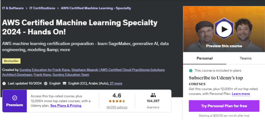 AWS Certified Machine Learning Specialty