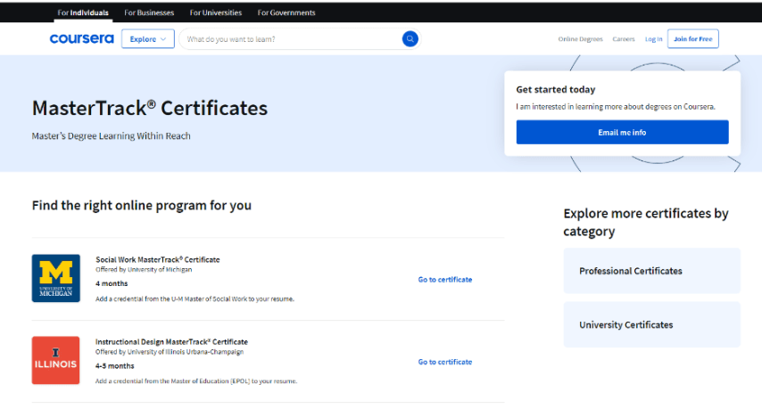 Coursera MasterTrack Certificates
