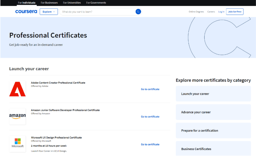 Coursera Professional Certificates Accreditation