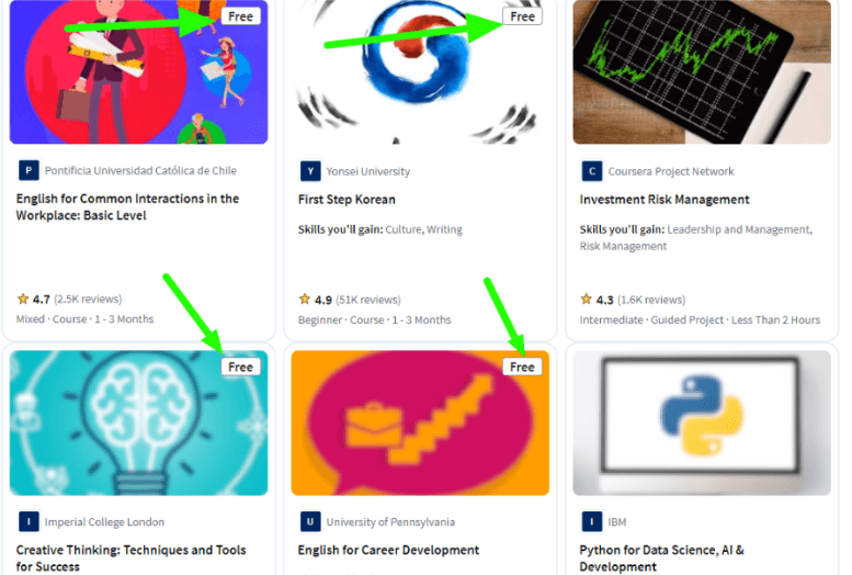 Coursera Plus Free Courses 
