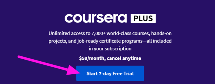 Coursera plus free trial